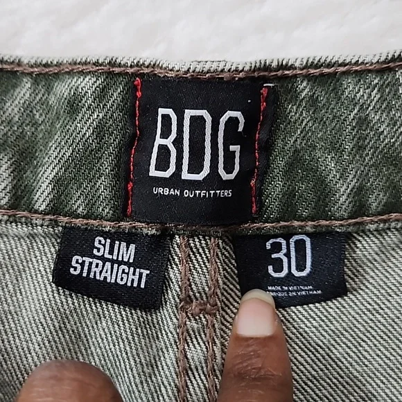 Urban Outfitters BDG Slim Straight Acid Green Jeans 30 Button Fly - Picture 10 of 11
